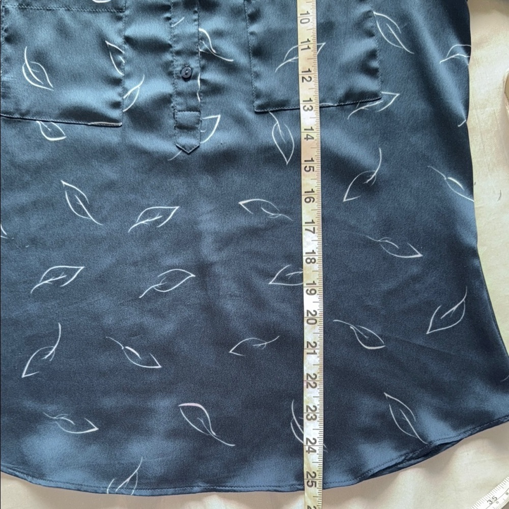 Zara Basic Collection Blue Satin Long Sleeve Leaf… - image 7